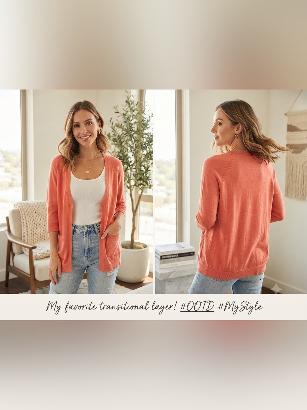 Lafayette 148 Women's Coral Open-Front Knit Cardigan 100 % linenSweater. Size 2x